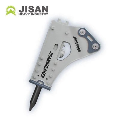 چکش سنگ شکن هیدرولیکی با فشار کاری 160-180 کیلوگرم بر سانتی‌متر مربع، جریان روغن 150-190 لیتر در دقیقه و نرخ ضربه 350-500 ضربه در دقیقه برای بیل مکانیکی